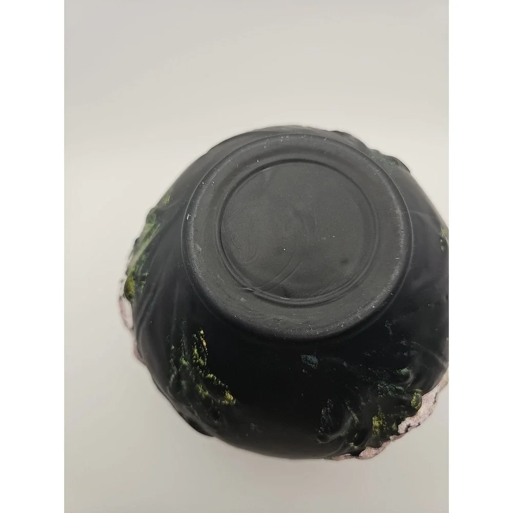 Antique Tiffin Coralene Embossed Handpainted  Poppy Vase Black Satin On Amethyst